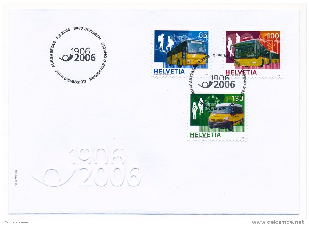 SUISSE -  FDC 2006 - Autocars - 4 Enveloppes ( 2 Séries ) - Trenes