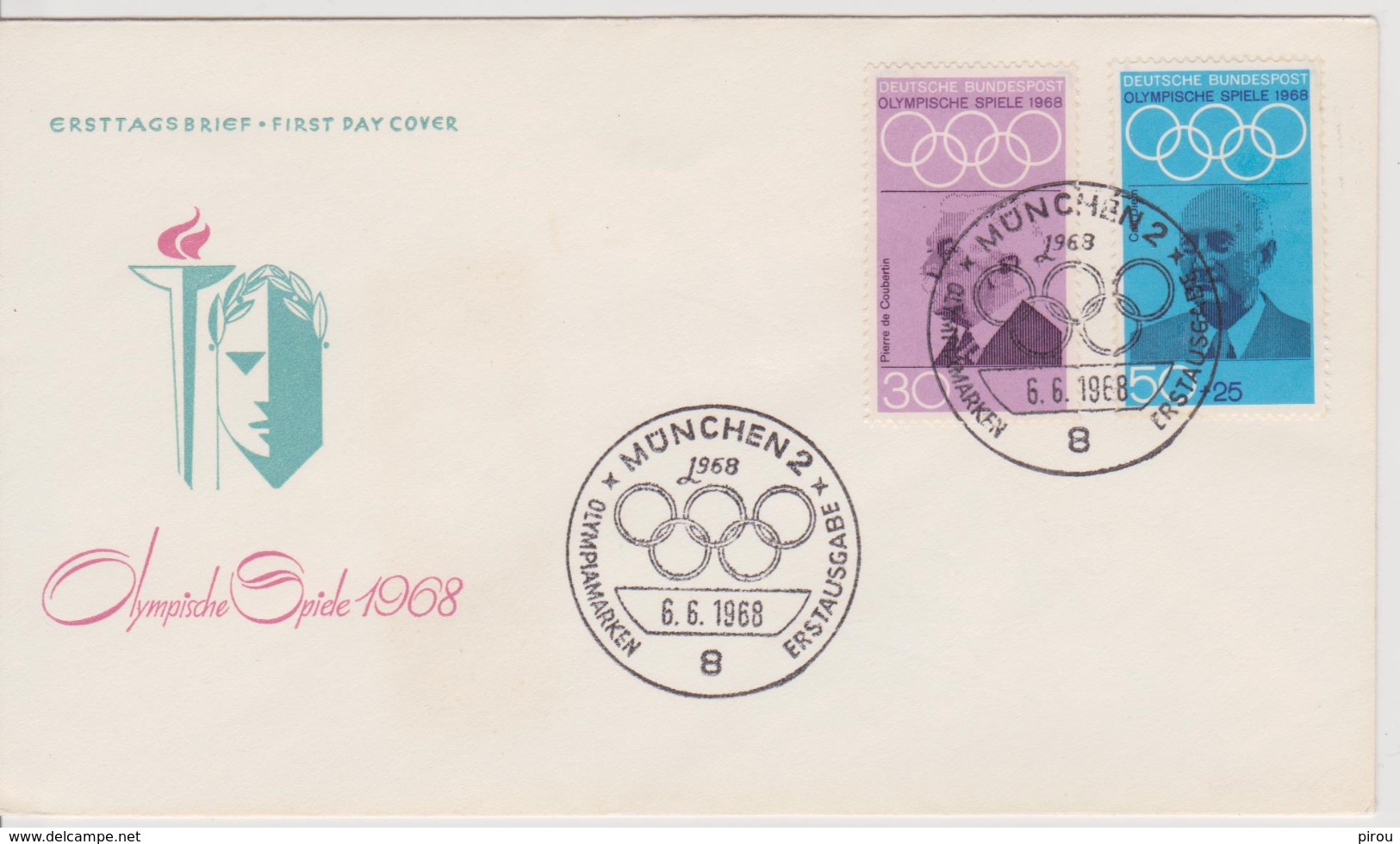 FDC ALLEMAGNE  1968  JEUX OLYMPIQUES DE MEXICO - Sommer 1968: Mexico