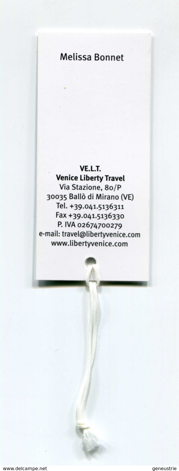 Etiquette De Bagage Publicitaire "Venice Liberty Travel" Venise - Aviation - Avion - Italie - Baggage Etiketten