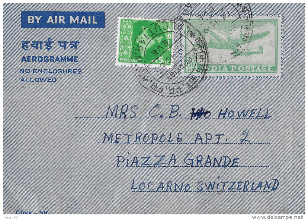 KALKUTTA - LOCARNO &#8594; Luftpostbrief/Flypost Calcutta 19.12.1963 - Poste Aérienne