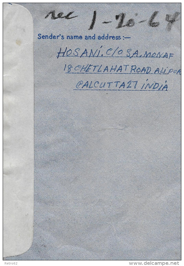 KALKUTTA - LOCARNO &#8594; Luftpostbrief/Flypost Calcutta 19.12.1963 - Poste Aérienne