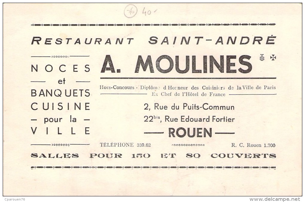 Mont Saint Aignan Carte Pub Restaurant Saint André Rue Fortier Et Puits Commun  Normandie  76  Seine Maritime - Mont Saint Aignan