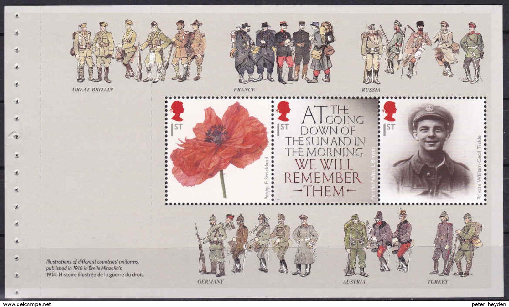 Great Britain The Great War WW I Prestige Booklet 2014 Pane 1 - Carnets