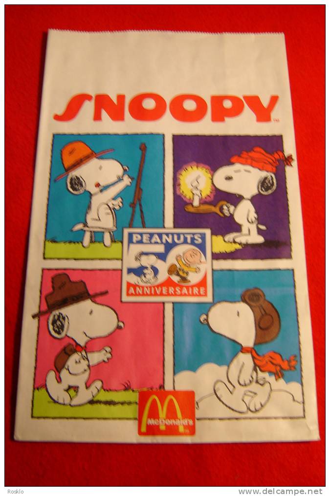 MAC DONALD / PEANUTS 50 ° ANNIVERSAIRE / SNOOPY  / SAC HAPPY MEAL 1998 ??  / PARFAIT ETAT - McDonald's