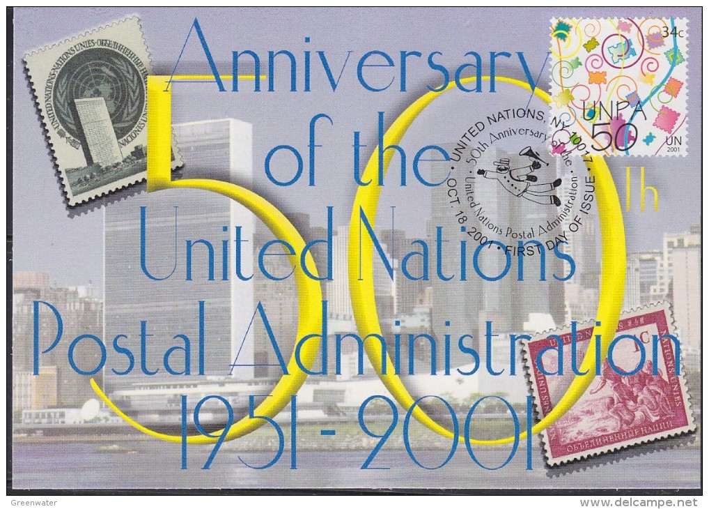 United Nations New York  2001 50th Anniversary Of The United Nations Postal Administration  1v Maxicard (32896) - Tarjetas – Máxima