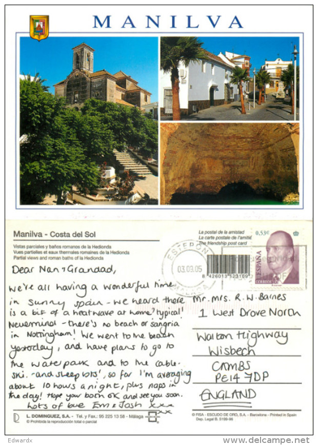 Manilva, Spain Postcard Posted 2005 Stamp - Málaga