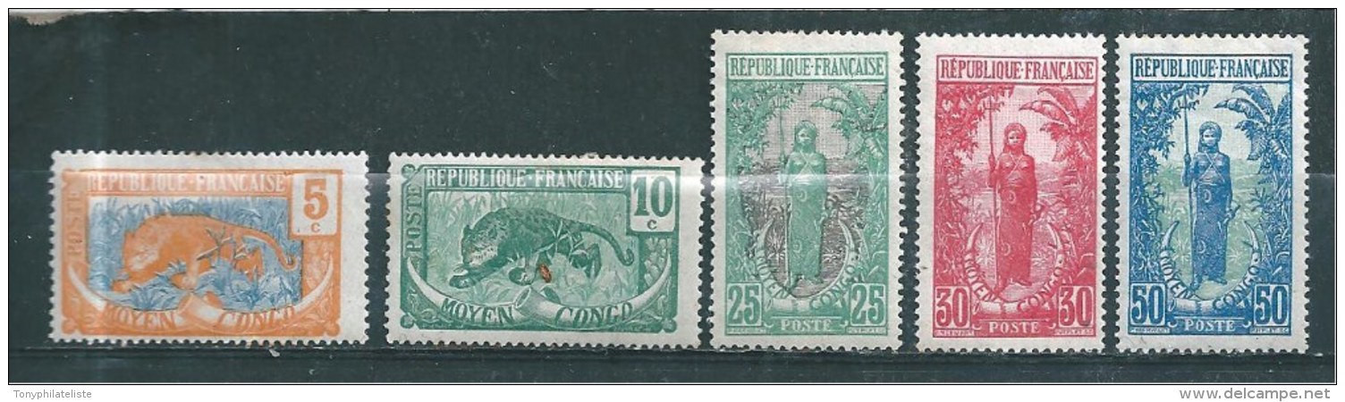 Colonies Francaise  Timbre Du Congo De 1922  N°67 A 71   Neufs * - Ungebraucht