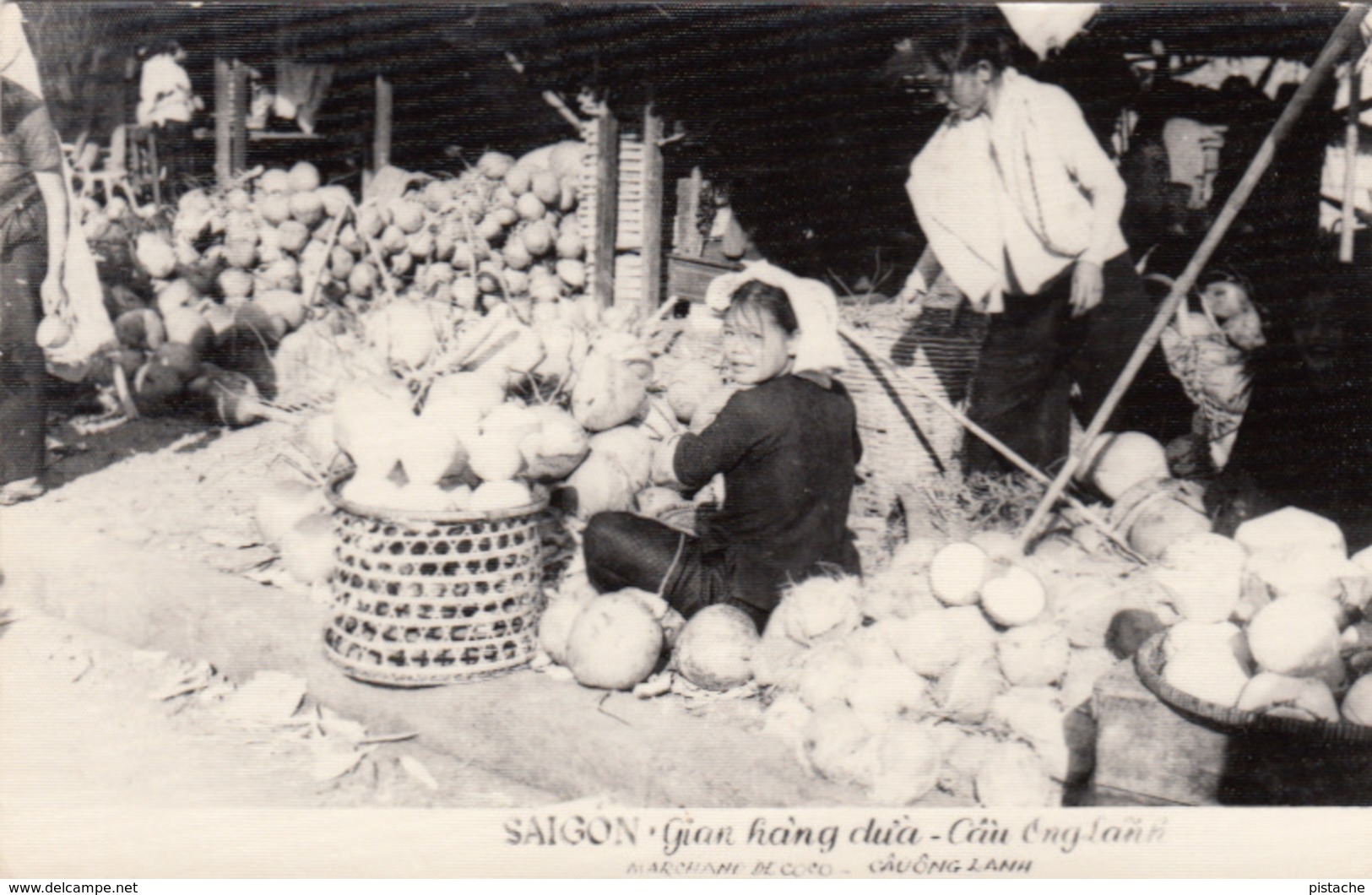 Real Photo 1958 - Viet-Nam - Saïgon - Marché De C&#x1EA7;u Ông Lãnh - Coco - Animée - 2 Scans - Vietnam