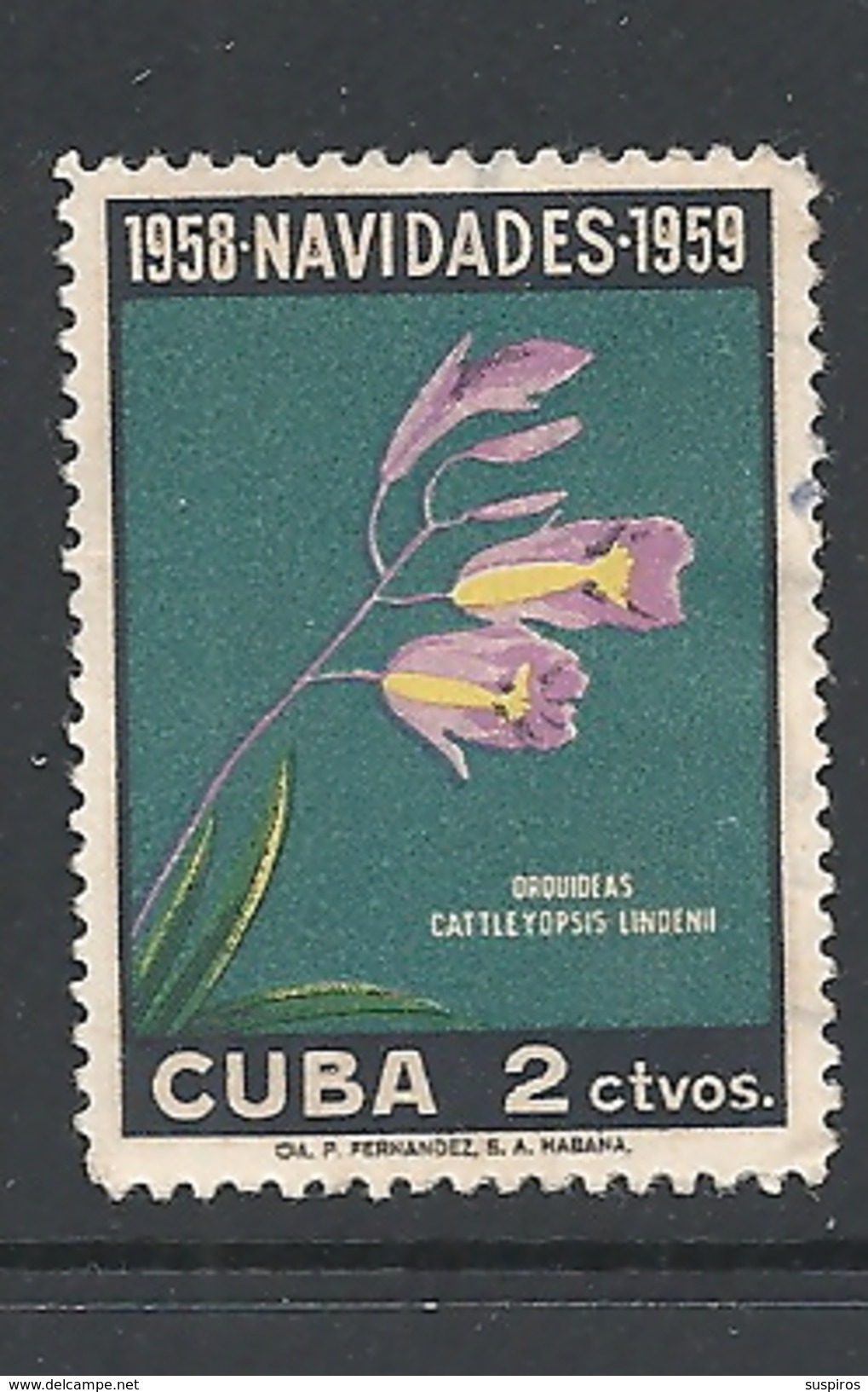 CUBA      1958 Christmas - Orchids    USED - Gebraucht