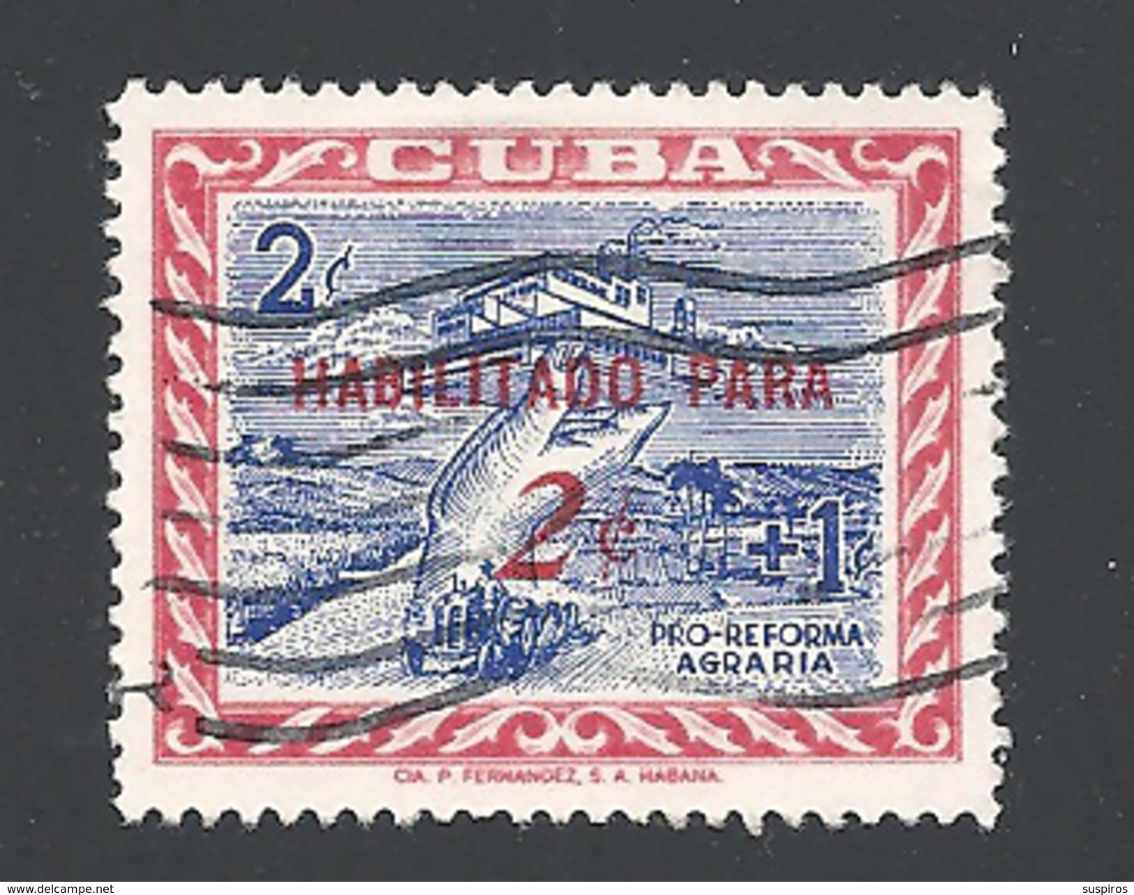 CUBA     1959 Agricultural Reform SURCHARGE   USED - Gebraucht