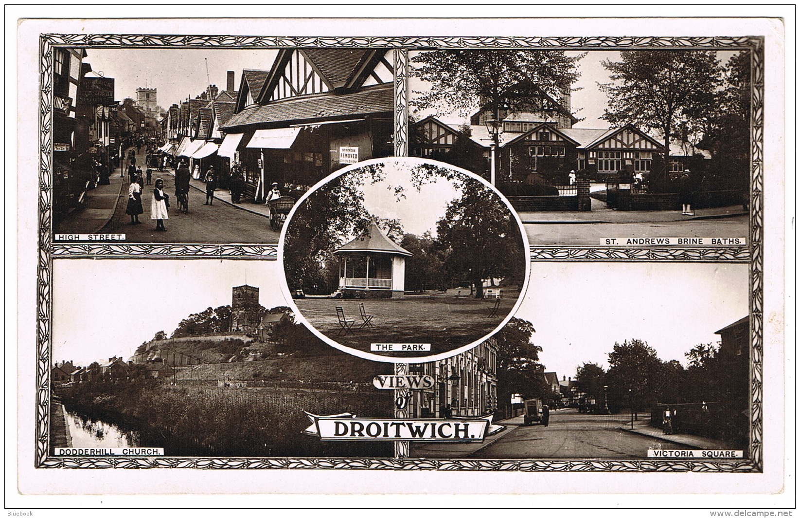 RB 1124 - 1915 Real Photo Postcard - Droitwich High St &amp; Victoria Square - Brine Baths Worcestershire - Autres & Non Classés