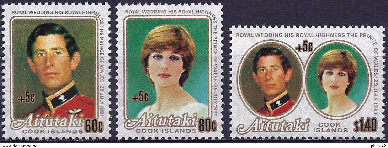 Aitutaki 1981 - Royal Wedding ( Mi 409/11 - YT 317A/C  ) MNH** Complete Series - Aitutaki