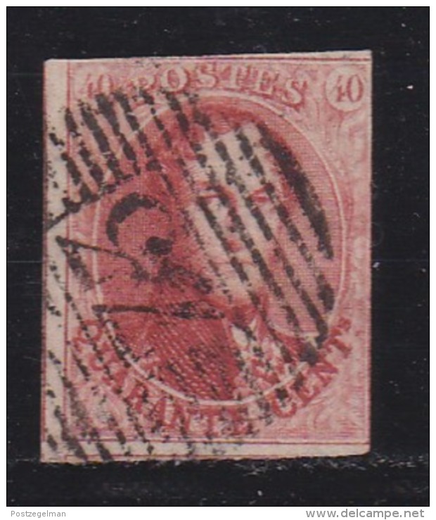 BELGIUM, 1858, Used Stamp(s), Leopold !, Red 40 Cent, MI 9, #10255, - 1858-1862 Medallions (9/12)