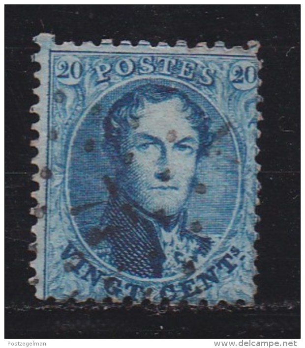 BELGIUM, 1863, Used Stamp(s), Leopold !, Blue 20 Cent, MI 12, #10258, - 1863-1864 Medallions (13/16)