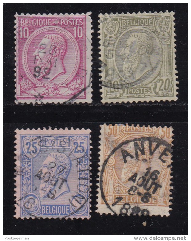 BELGIUM, 1884, Used Stamp(s), Leopold II, MI 42=47, #10266, 4 Values Only - 1884-1891 Leopold II