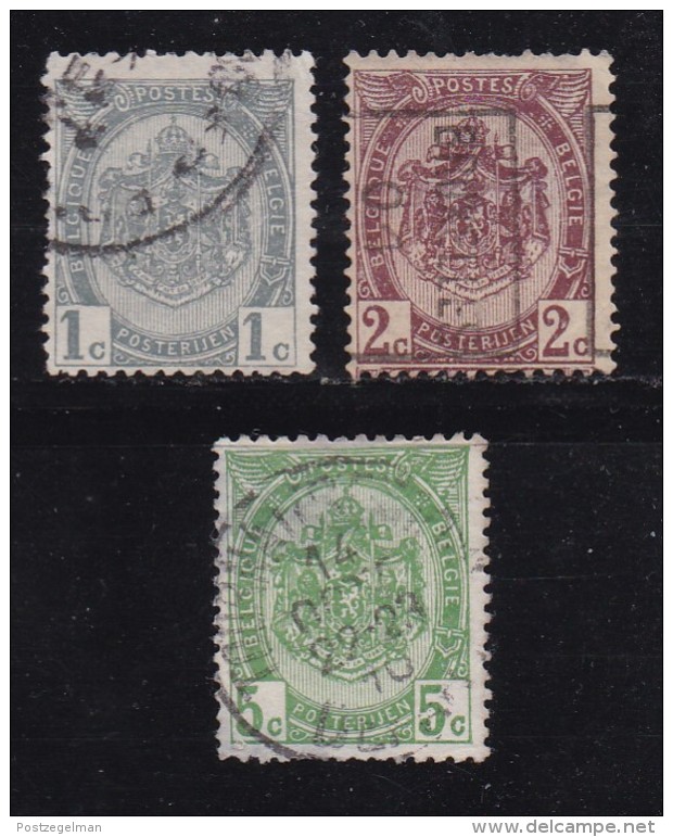 BELGIUM, 1907, Used Stamp(s), Coat Of Arms, Without Strip, MI 78-80,  #10275, Complete - Other & Unclassified