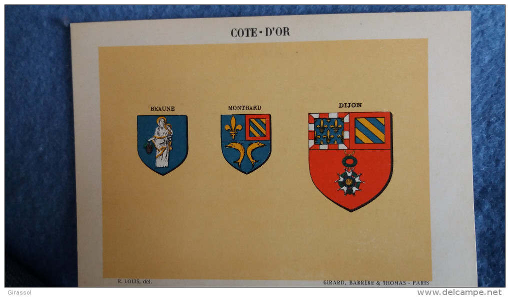 FEUILLE DEPARTEMENT DE LA COTE D OR BLASON R LOUIS PREFECTURE SOUS PREFECTURES HERALDIQUE ARMOIRIES - Non Classés