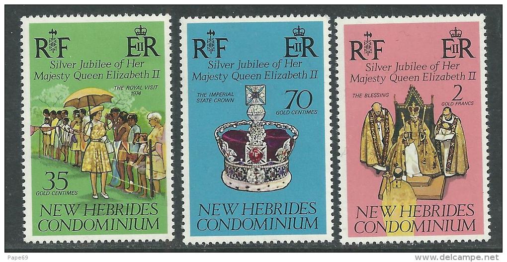 Nouvelles Hébrides N° 447 / 49 XX Elisabeth II Légende  Anglaise Les 3 Valeurs Sans Charnière TB - Neufs