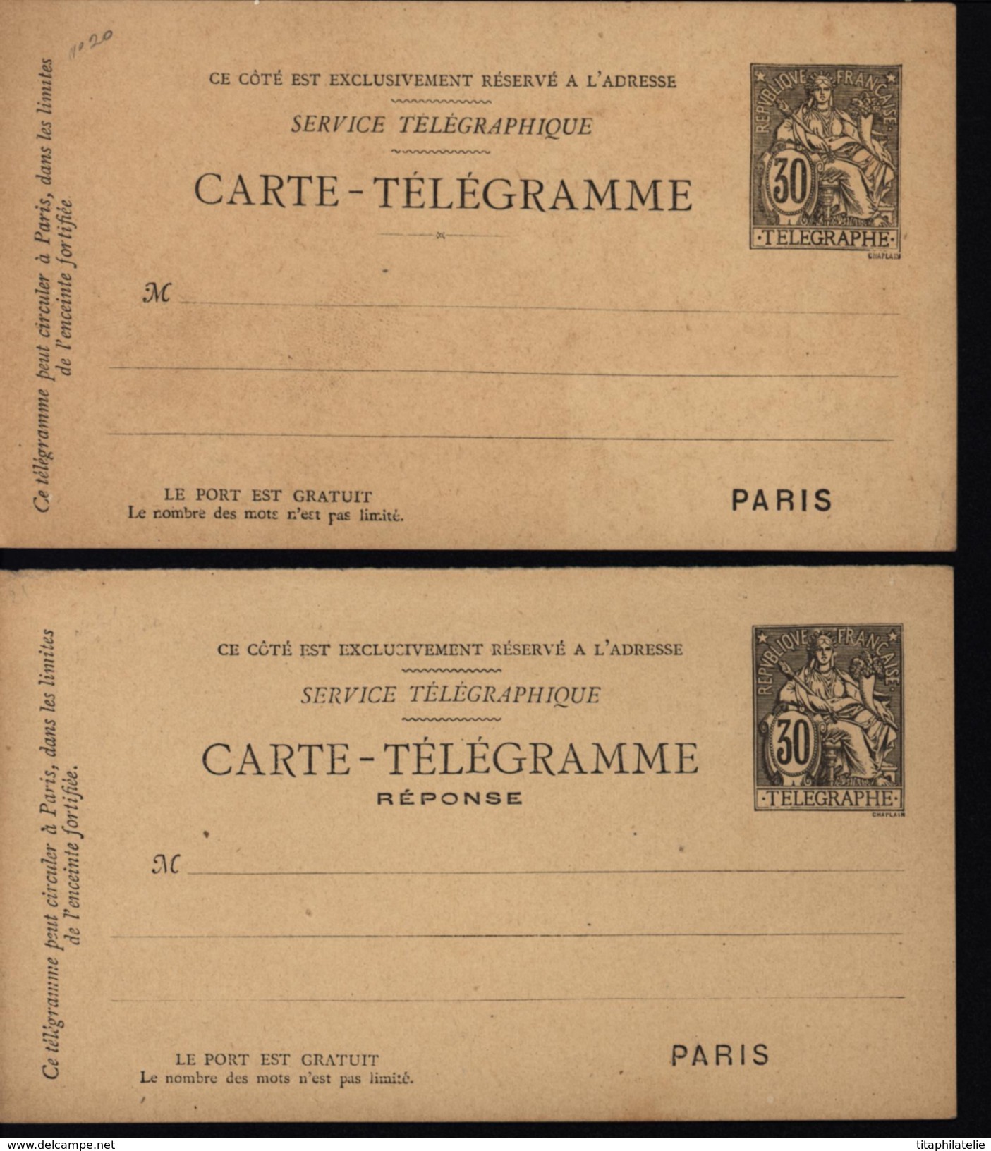 Entier CP Pneumatique Réponse Payée B16 Storch P297 ? Carte Chaplain Carte Télégramme Sans Date République Française - Rohrpost