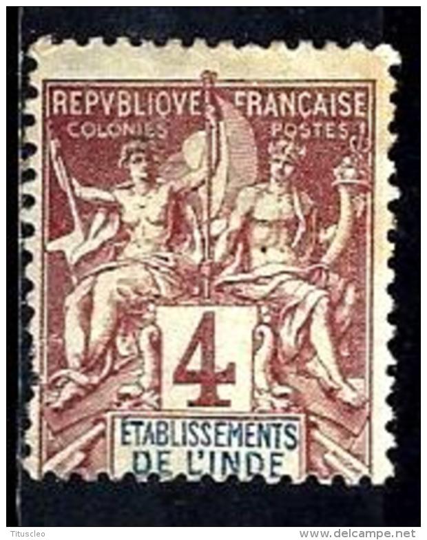 INDE 3*  4c Lilas-brun Sur Gris - Unused Stamps