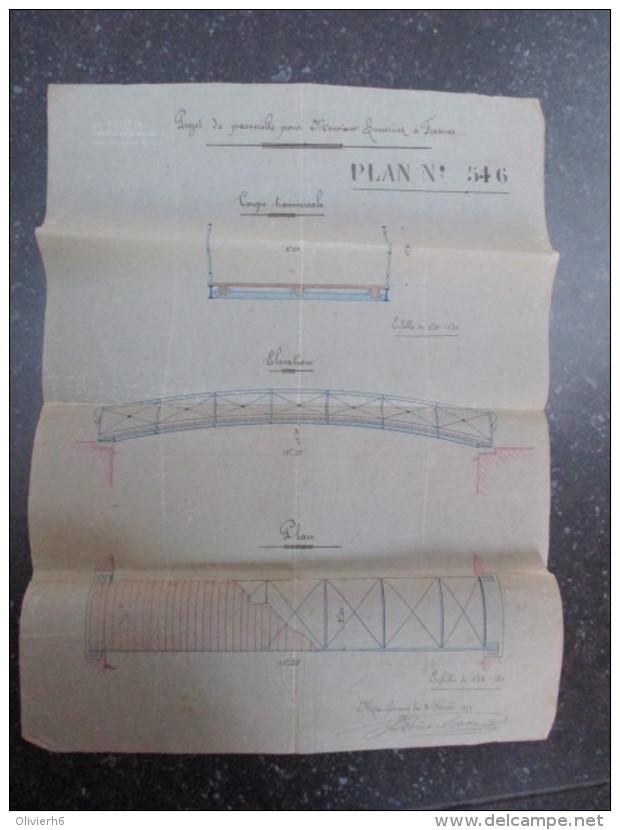 VP BELGIQUE (V1610) PASSERELLE à FRASNES 1877 (2 Vues) Ingénieur Architecte ISAAC PARIS Marchiennes-au-pont - Architektur