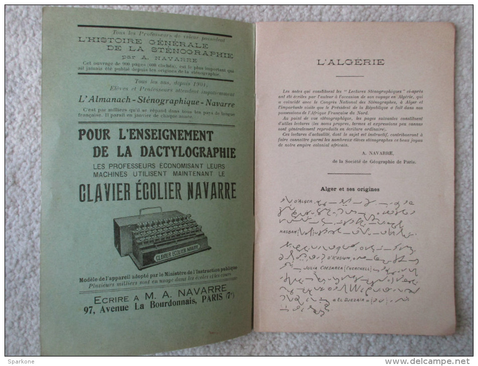 Lectures Sténographiques Illustrées "L'algérie" (A. Navarre) éditions Sténographe Illustré - 18 Ans Et Plus