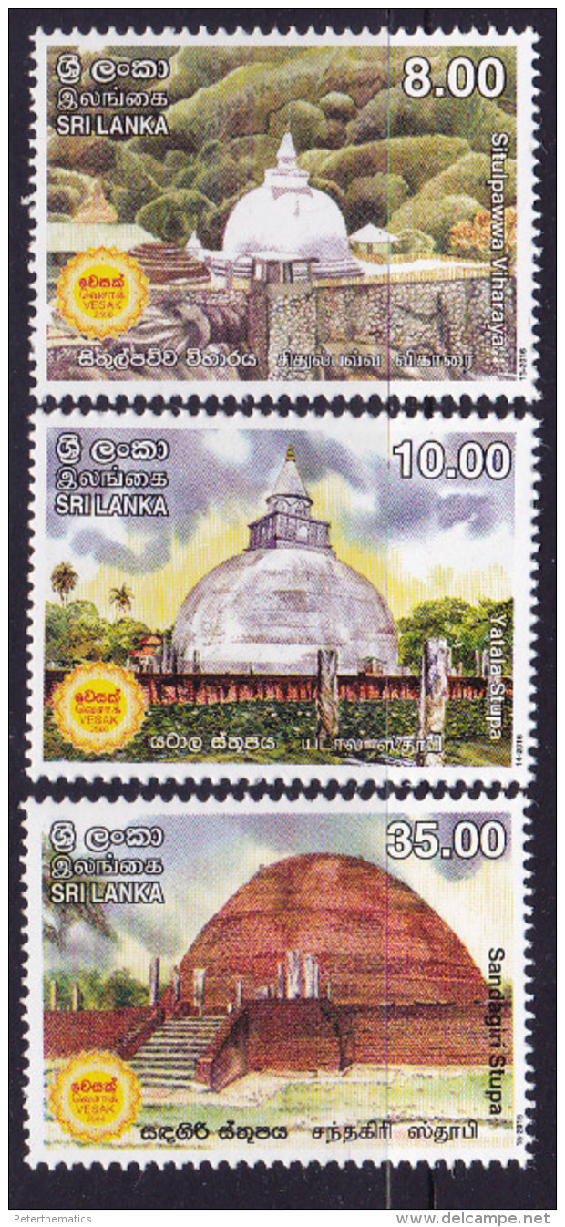 SRI LANKA, 2016, MNH,VESAK, CELEBRATIONS, STUPAS, 3v - Other & Unclassified