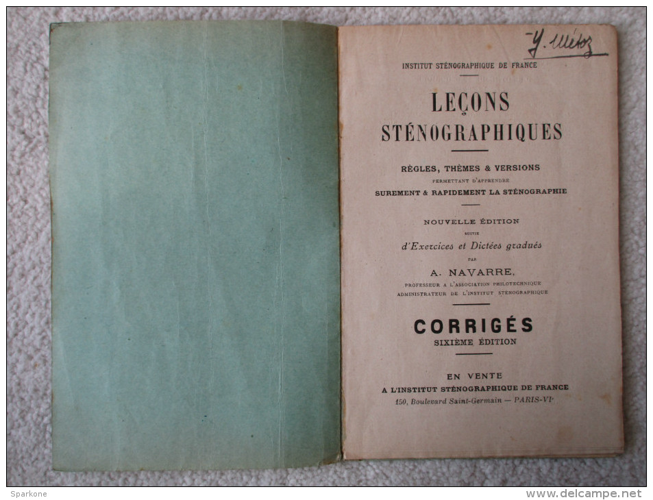 Leçons Sténographiques "Corrigés" (A. Navarre) - 18 Ans Et Plus