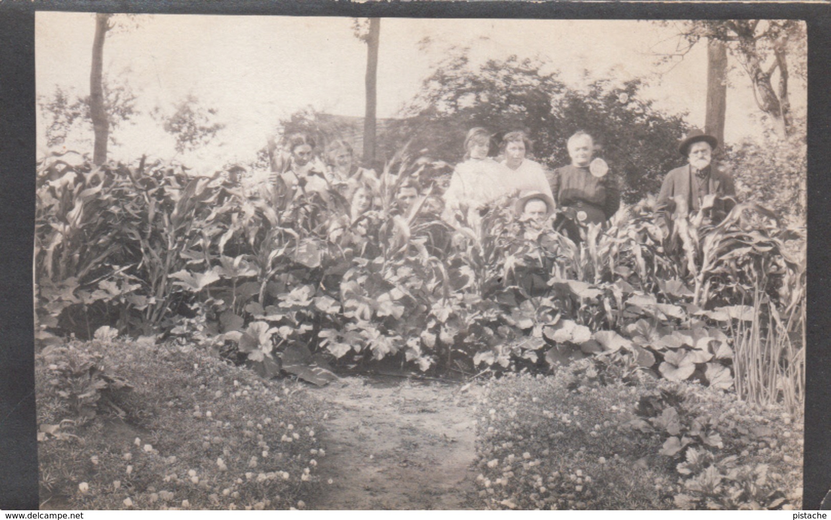 Real Photo 1900-1910 - Unknown Group Of Persons With French Canadian Names (probably Québec) Garden Ladies Men - 2 Scans - Da Identificare