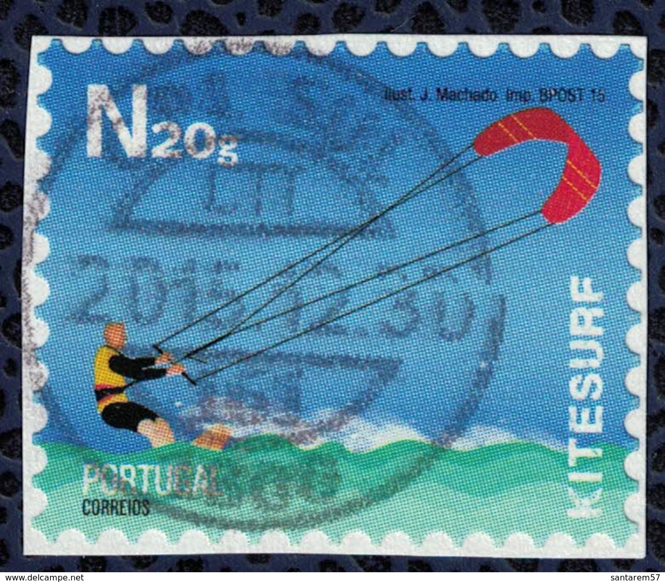 Portugal 2015 Oblitéré Sur Fragment Used Sports Extrêmes Kitesurf - Gebraucht