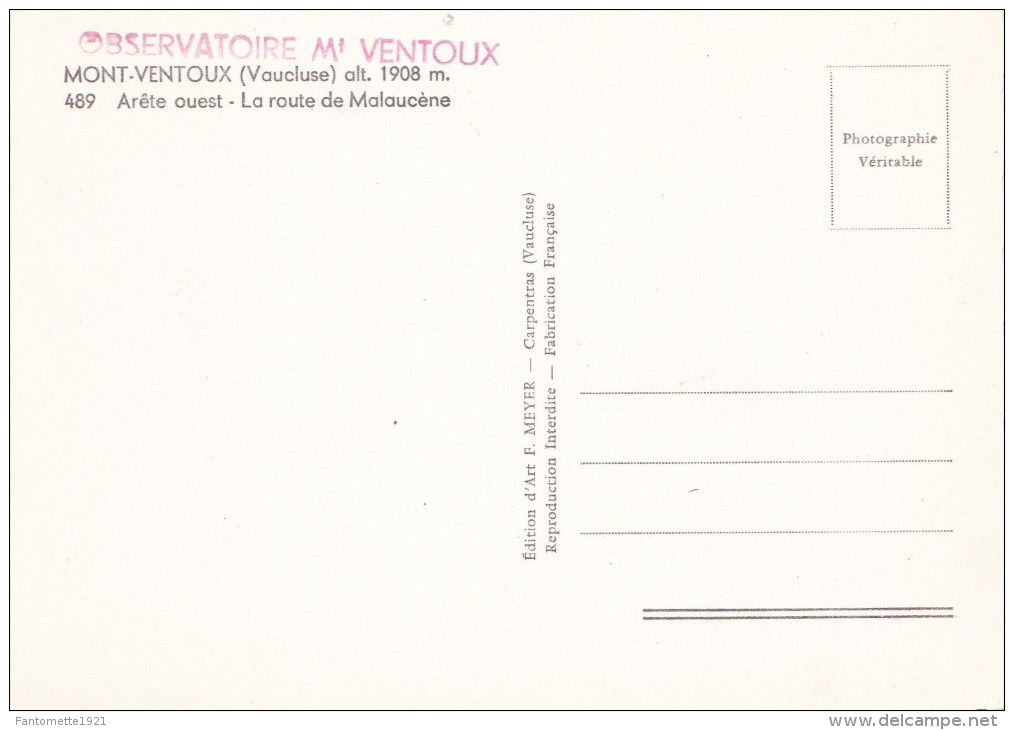 MONT VENTOUX LA ROUTE DE MALAUCENE (dil38) - Autres & Non Classés