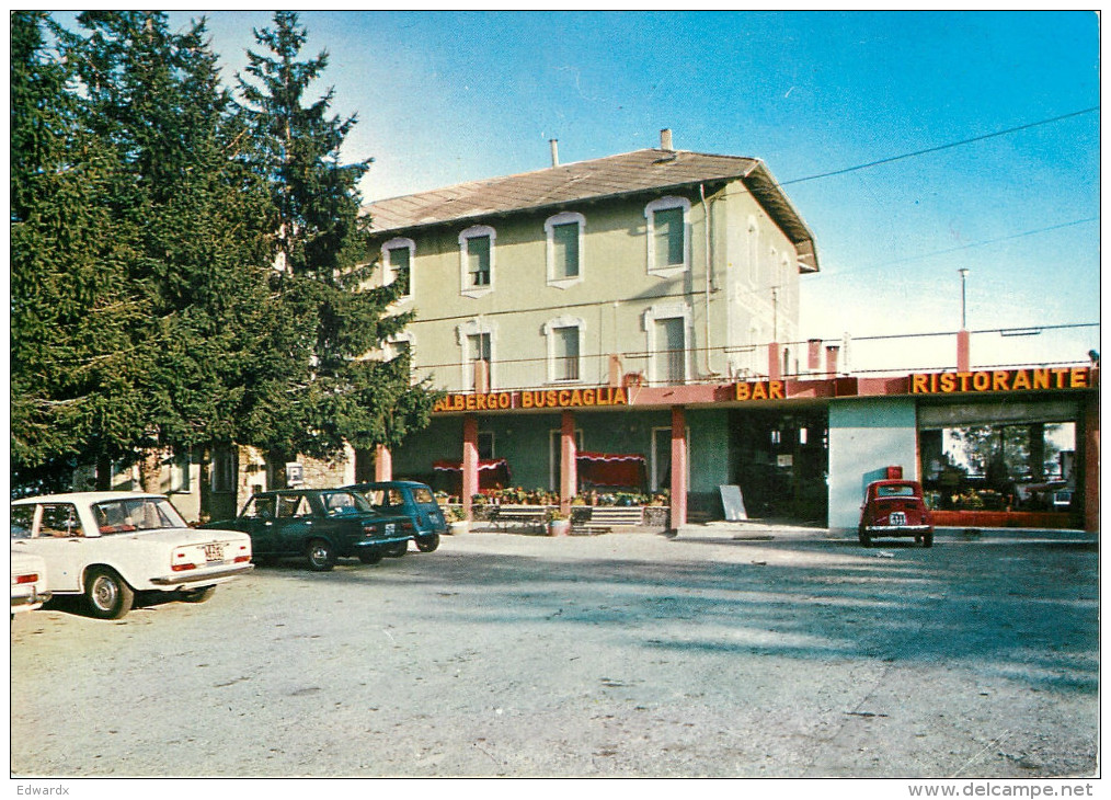 Albergo Ristorante Buscaglia Cars, Passo Penice, PC Piacenza, Italy Postcard Posted 1976 Stamp - Piacenza