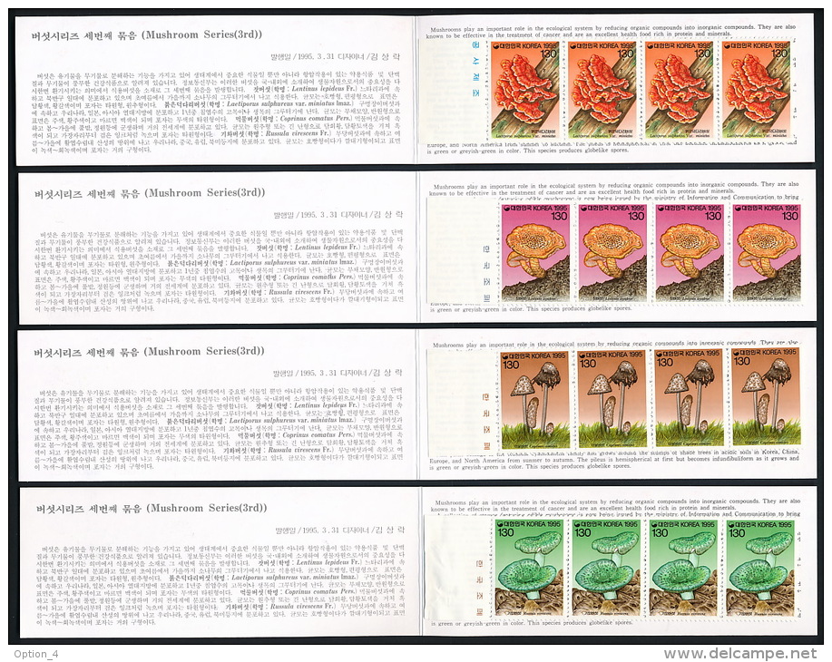 Korea Sud Booklet Set (4) Mushrooms Strip Of 4 Pilze Markenheftchen °BM0947 MNH - Paddestoelen