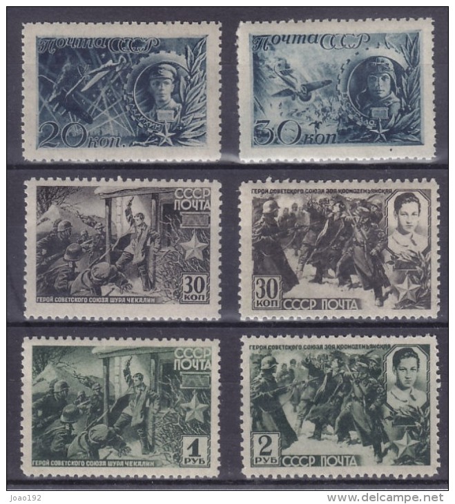 1942 - Héros Soviétiques - Yv. 853/9 - *** Mnh (- Yvert Nº855) - Unused Stamps
