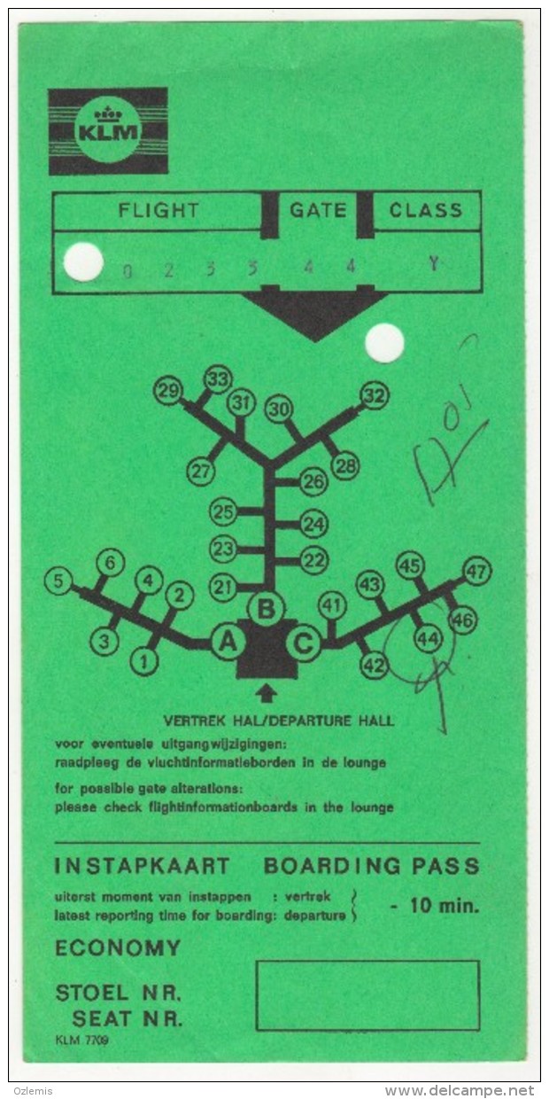 KLM ROYAL DUTCH AIRLINES BORDING PASS USED - Tarjetas De Embarque