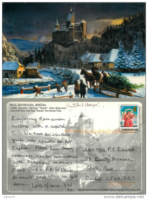 Dracula's Castle, Bran, Romania Postcard Posted 2010 Stamp - Romania