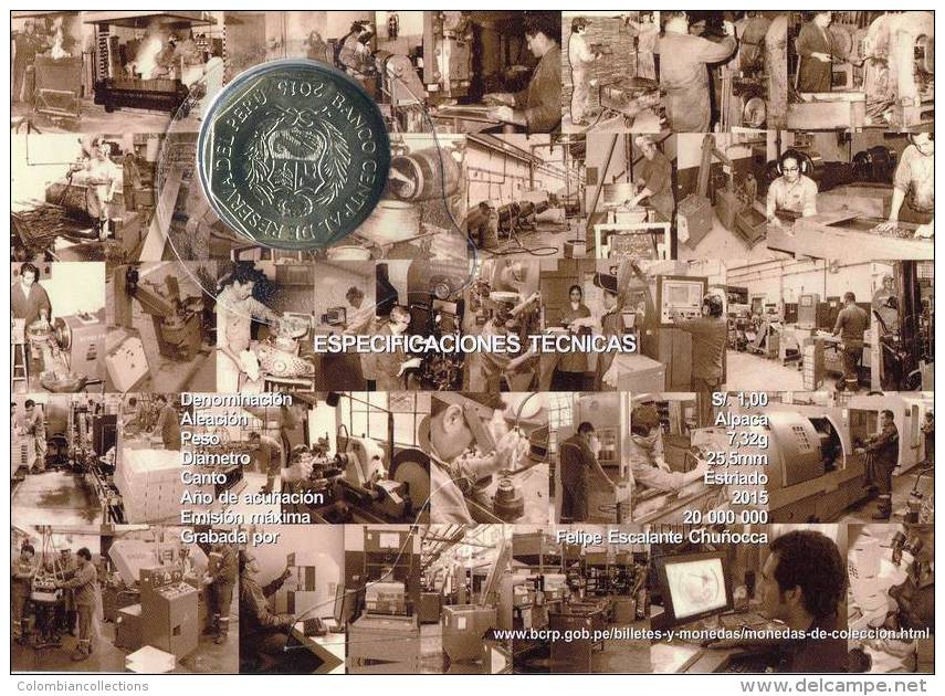 Lote PM2015-1, Peru, 2015, Moneda, Coin, Folder, 1 N Sol, 450 Años De La Creacion De La Casa Nacional De La Moneda - Pérou