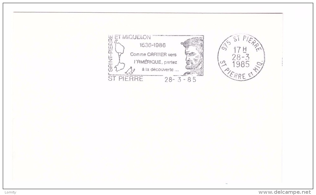 St Saint Pierre Et Miquelon Flamme 1985 Sur Carton Cartier - Storia Postale