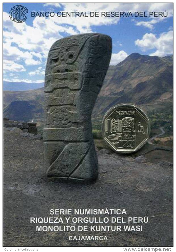 Lote PM2012-4, Peru, 2012, Moneda, Coin, Folder, 1 N Sol, Kuntur Wasi, San Pablo, Indigenous Theme - Peru