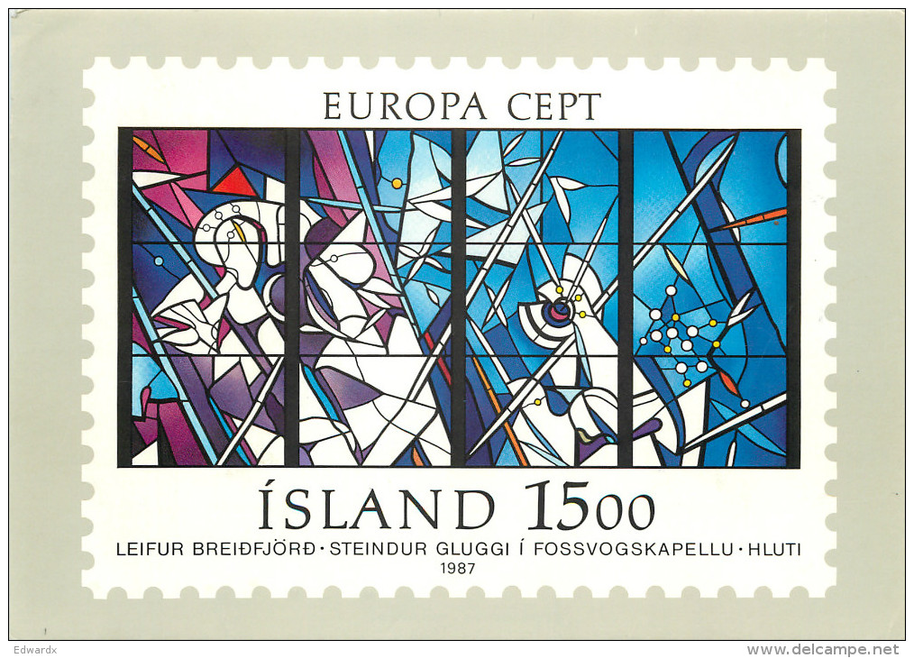 Leifur Breidfjord, Stained Glass, Iceland Postcard Posted 1990 Stamp - Islande