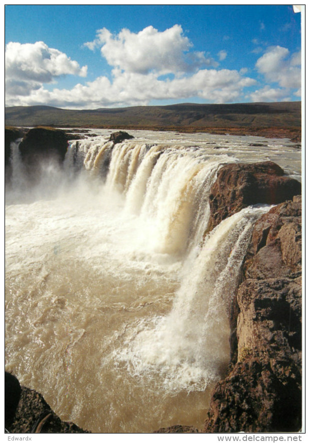 Waterfall, Godafoss, Iceland Postcard Posted 2014 Stamp - Islande