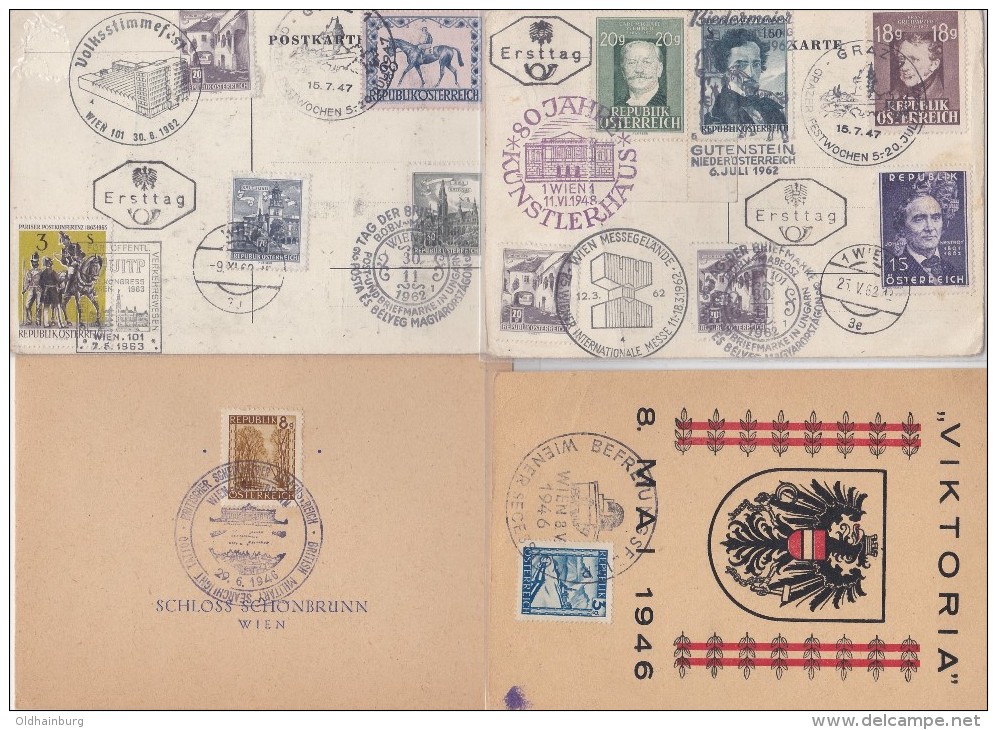 4104b: Österreich 4 Sonderstempel Nachkriegsjahre - Briefe U. Dokumente
