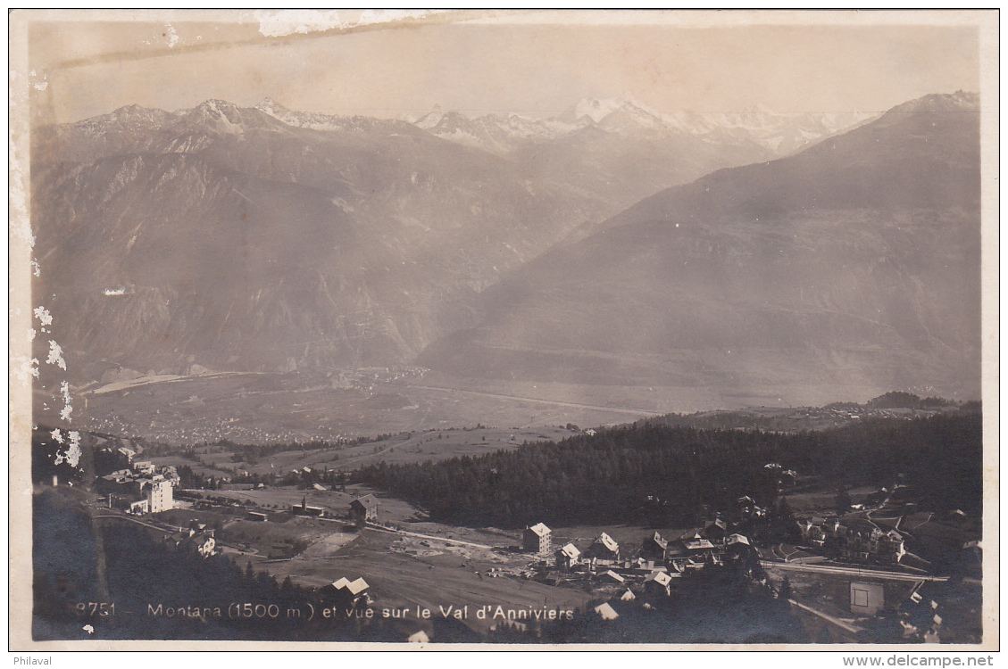 Oblitération Militaire Sur Carte Postale De Montanna Et  Vue Sur Le Val D'Anniviers : Bataillon 12 - Oblitérations