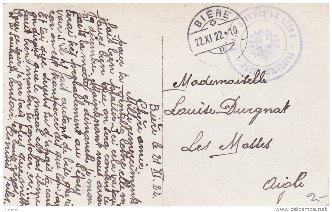 Oblitération Militaire Sur Carte Postale Fantaisie ( Amoureux ) : Caserne De Bière - Postmarks