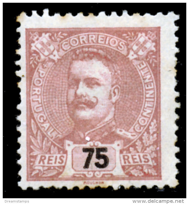!										■■■■■ds■■ Portugal 1895 AF#133(*) D.Carlos Mouchon 75 Réis Carmine CV €205,00 (x3687) - Nuovi