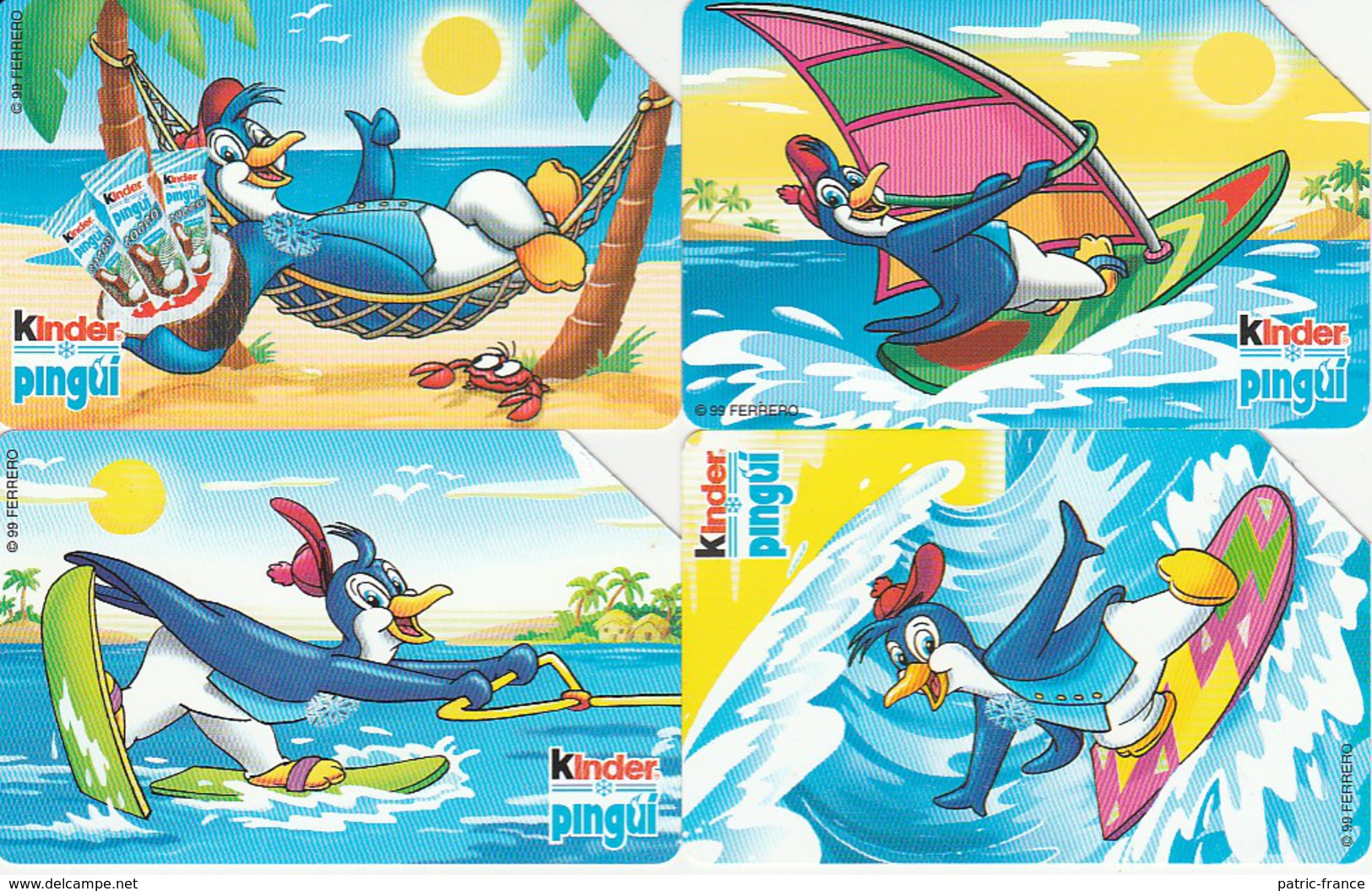 Télécarte ITALIE - Kinder Pingui - 4 Cartes Manchots Pingouins - Pinguïns & Vetganzen