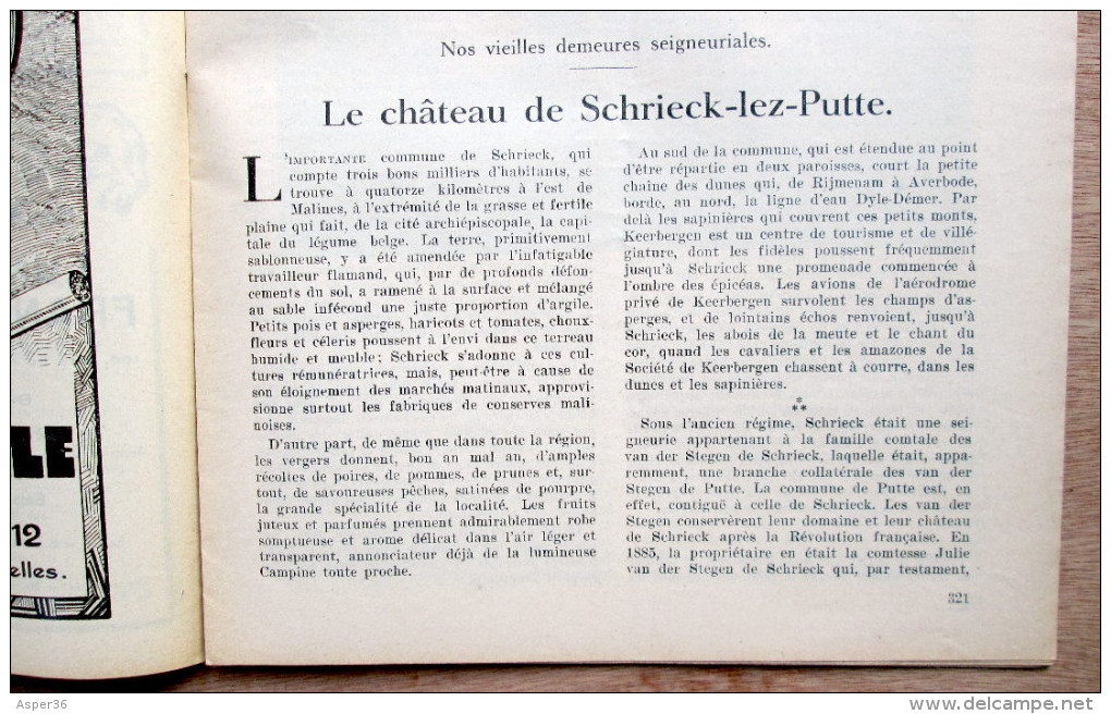 Magazine Avec Articles "Château De Schriek (Putte), Trois-Ponts, Tégeonville" 1933 - Verzamelingen