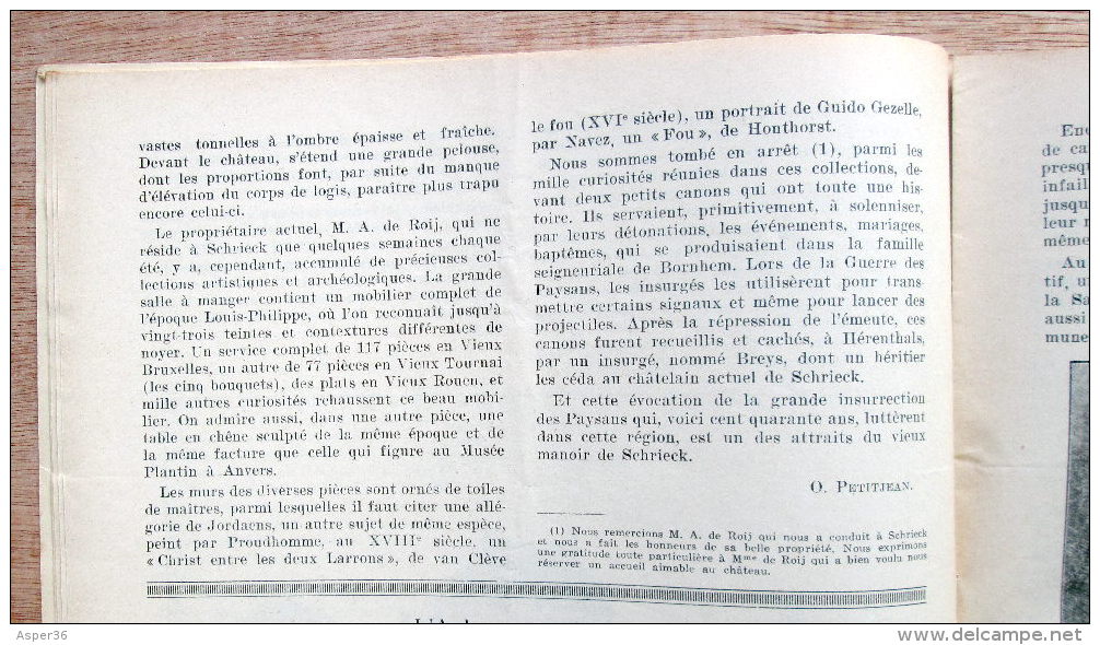 Magazine Avec Articles "Château De Schriek (Putte), Trois-Ponts, Tégeonville" 1933 - Verzamelingen
