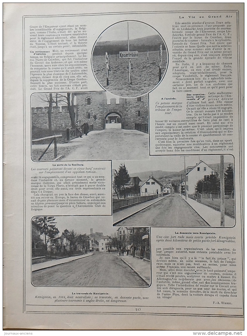 1907 COUPE DE L&acute;EMPEREUR AU TAUNUS / LA TARGA FLORIO / TOUR D&acute;ANGLETERRE EN HOTCHKISS / VOYAGE EN BALLON / M - Autres & Non Classés