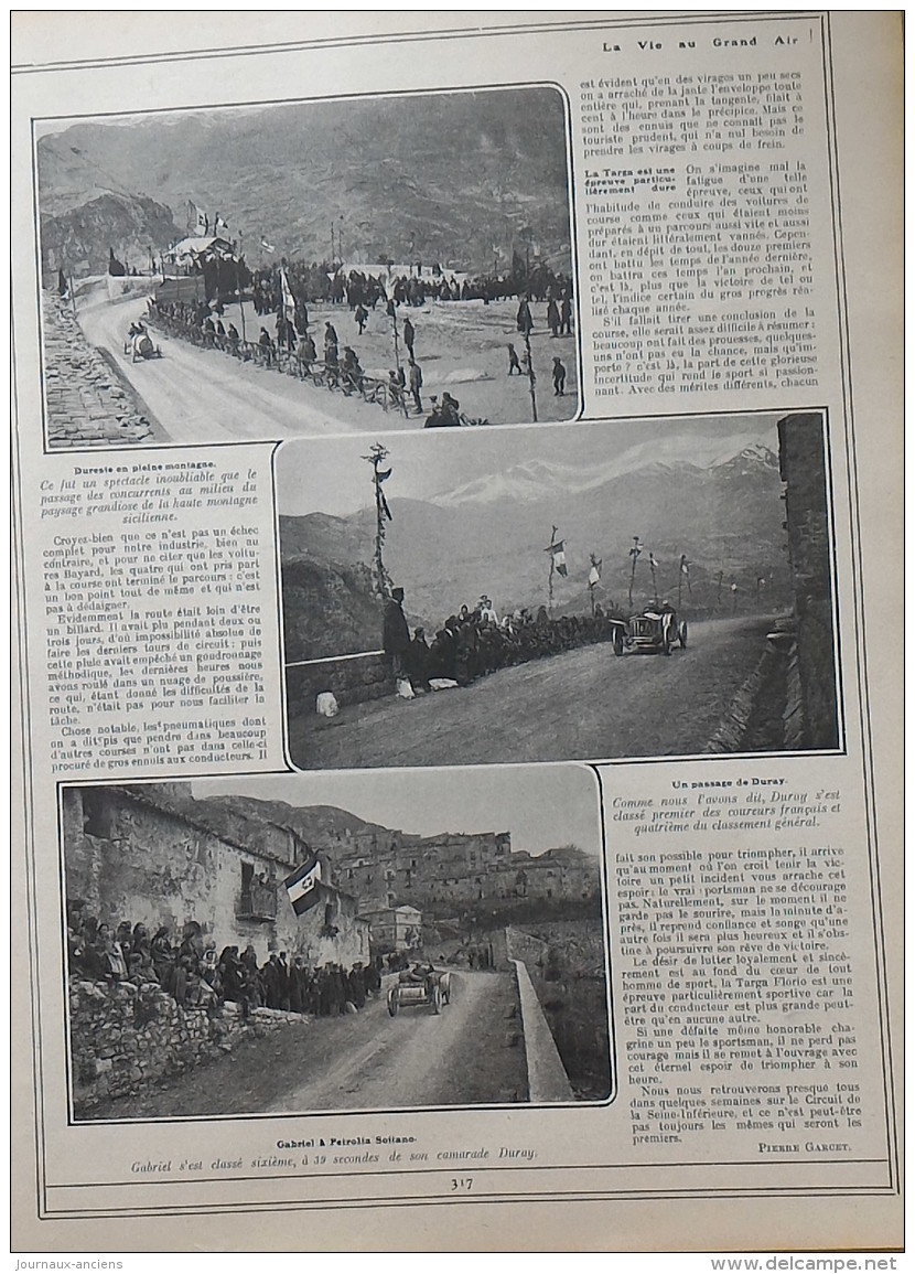 1907 COUPE DE L&acute;EMPEREUR AU TAUNUS / LA TARGA FLORIO / TOUR D&acute;ANGLETERRE EN HOTCHKISS / VOYAGE EN BALLON / M - Autres & Non Classés